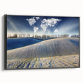 Black and white landscape art painting of a European scenery on framed canvas, suitable for bedroom wall decor.