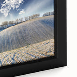 Black wall art featuring a textured, colorful European scenery on a framed canvas, ideal for living room decor.