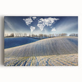 Black and white photograph of a European cityscape on stretched canvas, ideal for kitchen art.