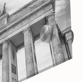 Mid-century modernist art depicting the Vatican scenery in muted earth tones on a large acrylic glass print.