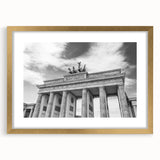 Extra large framed abstract print of European scenery in muted gold and blue tones, ideal for living room decor.