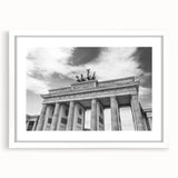 Abstract art print of the Vatican skyline in muted gray tones on a framed white mat, suitable for dining room decor.