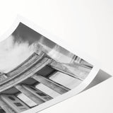 Extra large rolled print of line art flowers over a muted pastel Vatican scenery, ideal for large living room wall art.