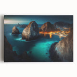 Black and white stretched canvas featuring the Cabo San Lucas landscape, ideal for kitchen art.