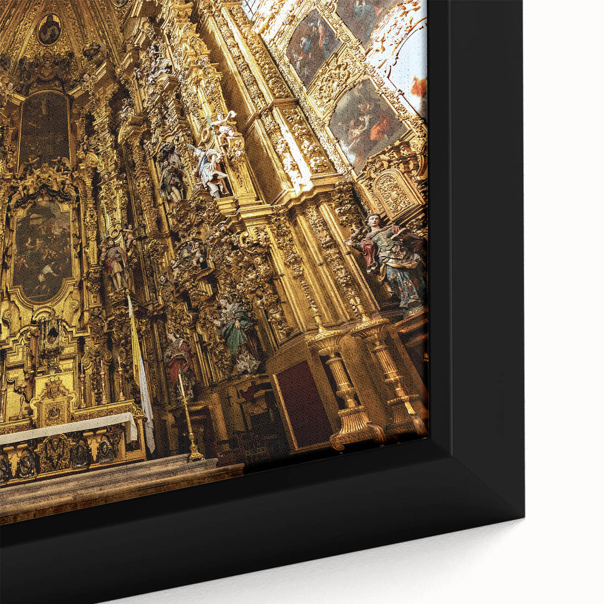 Extra large framed canvas of a textured Mexico City skyline in vibrant colors, ideal for living room decor.
