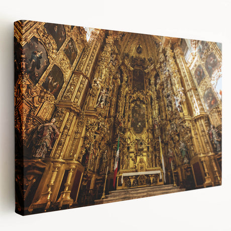 Large canvas print of Mexico City skyline in muted earth tones, suitable for kitchen wall art.