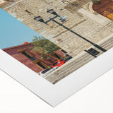 Art deco poster of Oaxaca scenery in muted earth tones on rolled canvas, suitable for dining room wall art.