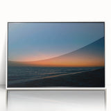 Acrylic print of a Yucatan scenery with vibrant green and blue tones, framed in white, suitable for modern art wall decor.