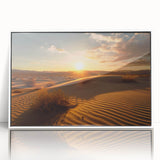 Acrylic print of Dubai skyline with art deco influence in muted gold and white tones, ideal for modern art wall decor.