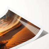 Extra large wall art featuring line art flowers over a Dubai skyline, in muted earth tones, printed on rolled canvas.