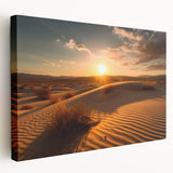 Large stretched canvas depicting the Dubai skyline in neutral earth tones, suitable for kitchen wall art.