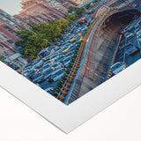 Art deco poster featuring a scenic Middle Eastern landscape in muted earth tones on rolled canvas.