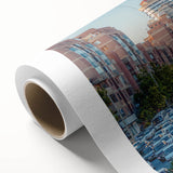 Art deco poster of a Middle Eastern scenery in muted earth tones on rolled canvas, ideal for nursery wall art.