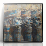 Large abstract wall art depicting a Middle Eastern Iraqi landscape in muted earth tones on a framed acrylic.