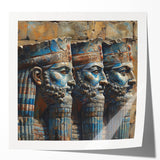 Rolled print of a Middle Eastern scenery with floral elements in muted earth tones.