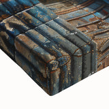 Large art featuring a black and white landscape painting of a Middle Eastern scenery on stretched canvas.