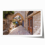 Extra large rolled print of Jerusalem scenery in muted earth tones, suitable as art wall dining room decor.