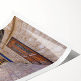 Extra large rolled print featuring line art flowers in a Jerusalem scenery, ideal for large living room wall art.