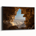 Black and white landscape art painting of a Middle-Eastern scenery on framed canvas, suitable for bedroom decor.