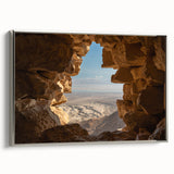 Framed canvas depicting a vintage-style Middle Eastern landscape in muted colors, ideal for living room decor.