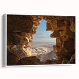 Vintage poster art of Middle East scenery on framed canvas, featuring vibrant colors, ideal for living room decor.