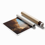 Extra large rolled print depicting Middle East Israeli scenery with floral elements in muted earth tones.