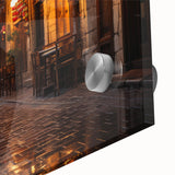 Mid-century modernist Jordanian landscape in muted earth tones on large acrylic glass, suitable for dining room art.