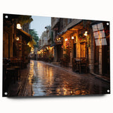 Large abstract wall art depicting a Middle Eastern Jordanian scenery in muted earth tones on acrylic glass.