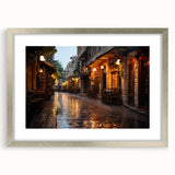 Textured abstract art print depicting a Middle Eastern Jordanian scenery in muted earth tones, framed with a silver mat.