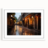 Abstract art print of Jordanian landscape in muted earth tones on a white-framed canvas, suitable for dining room decor.