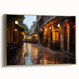 Framed canvas depicting a vintage-style landscape of Jordan in gold and black tones, ideal for bedroom wall decor.