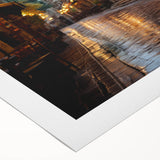 Art deco poster of a Middle Eastern Jordan scenery in muted earth tones on rolled canvas, suitable for dining room wall art.