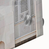 Large abstract wall art depicting a Middle Eastern Oman scenery in muted earth tones on acrylic glass.