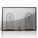 Large abstract wall art featuring a Middle Eastern Oman scenery in muted earth tones on a framed acrylic print.