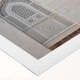 Art deco poster of an Omani landscape in muted earth tones on rolled canvas, suitable for dining room decor.