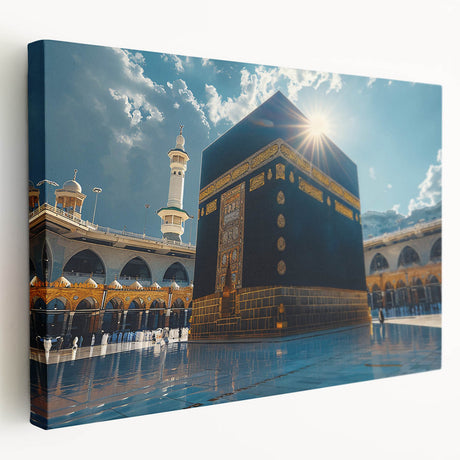 Large stretched canvas featuring a Saudi Arabian landscape in earthy tones, suitable for kitchen wall art.