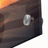 Large abstract wall art of Abu Dhabi skyline in muted gray tones on acrylic glass, ideal for dining room ambiance.