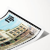 Extra large wall art featuring line art flowers in pastel shades on a rolled print, suitable for large living room decor.