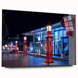 Acrylic print of Auckland skyline in muted blue and gray tones, suitable for bedroom or dining room decor.