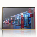 Framed acrylic print of Auckland skyline in muted blue tones, ideal for modern art wall decor.