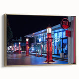 Framed canvas depicting a vintage-style Auckland landscape in muted gold and black, ideal for bedroom wall art.