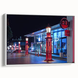 Vintage poster art of Auckland skyline in colorful hues on extra large framed canvas, suitable for living room decor.