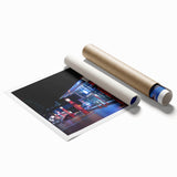 Extra large wall art depicting Auckland's skyline in muted gray and blue tones on a rolled canvas.