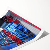 Extra large wall art featuring line art flowers in soft pastel shades on a rolled canvas.