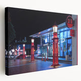 Panoramic view of Auckland skyline on stretched canvas with soft blue and green tones, suitable for kitchen wall art.