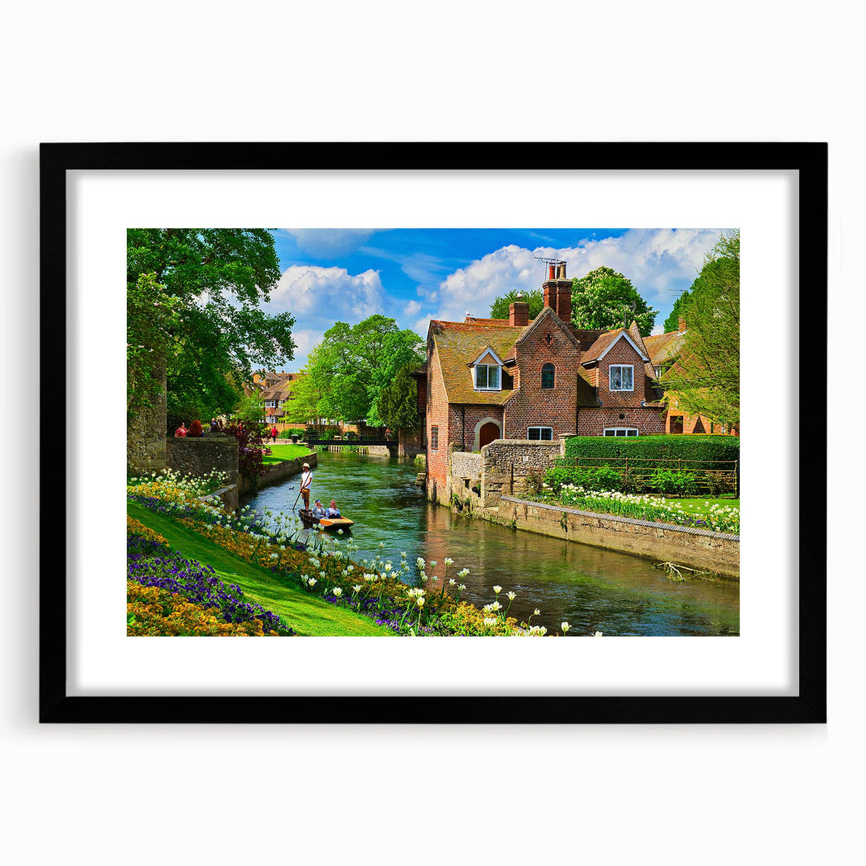 Extra large abstract art print of Canterbury, New Zealand, with vibrant colors and textured design on a black framed canvas.