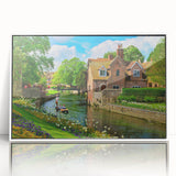 Art deco poster of Canterbury, New Zealand scenery on framed acrylic, featuring pastel shades, ideal for nursery wall art.