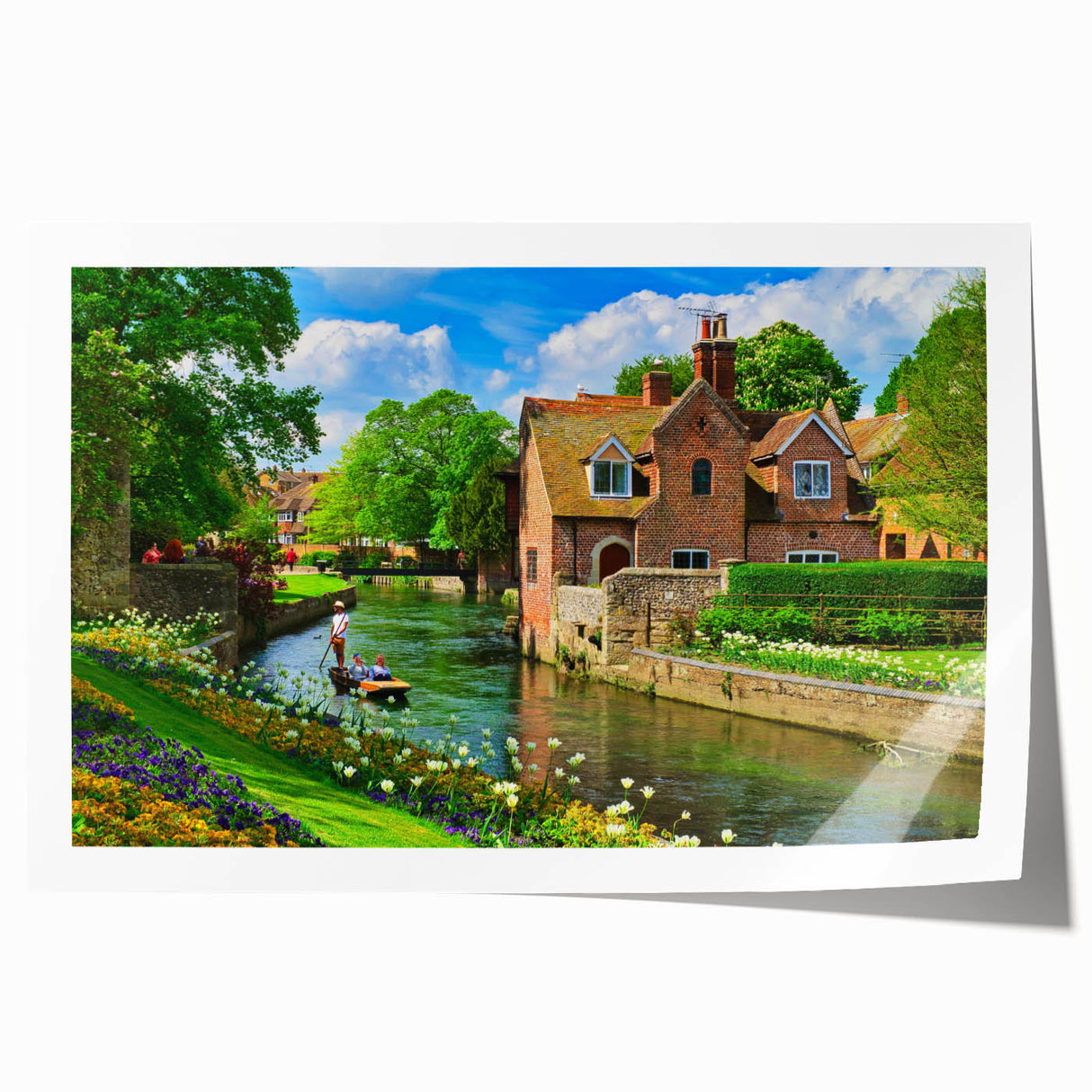 Extra large rolled print depicting a serene Canterbury, New Zealand scenery with vibrant green and blue tones.