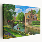 Side view of a stretched canvas depicting the Canterbury region in New Zealand with soft green and blue tones.