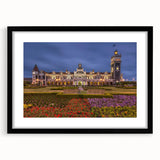 Extra large abstract art print of Otago, New Zealand, in vibrant colorful textures on a black framed canvas.